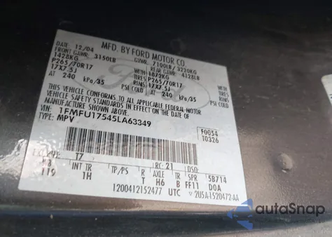 2005 Ford Expedition Eddie Bauer/King Ranch из США, поврежденный, VIN 1FMFU17545LA63349